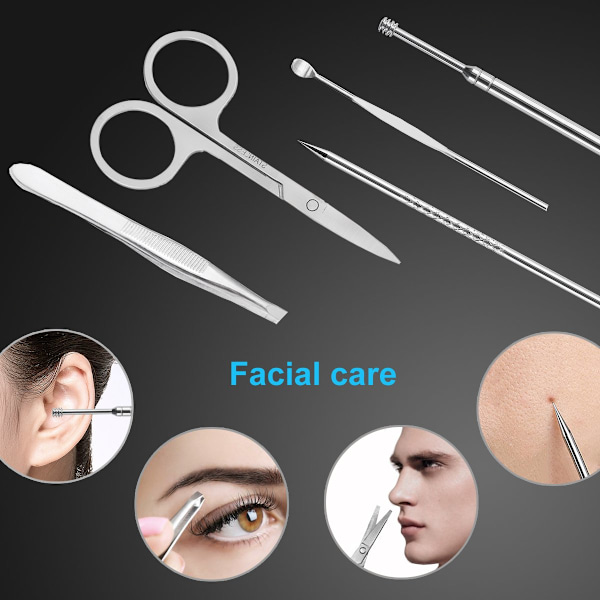 Set nagelklippare pedikyrkit - 18 delar rostfritt stål manikyrkit, professionella groomingkit, nagelvård verktyg med lyxig reseväska