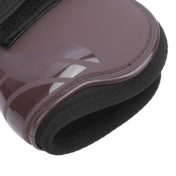 1 Set Häst Senor Skydd PU Elastisk Tjock Justerbar Häst Ben Skydd med Nylon Haken Brun XL