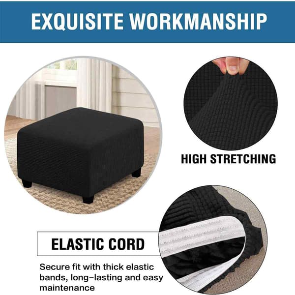 Fyrkantiga Pufföverdrag Pufföverdrag Fällbar Förvaringspall Möbelskydd Formpassning med Elastisk Botten, Stretch Hög Spandex Små Rutor