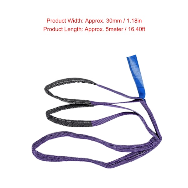 Lyftstroppar, tunga, 1T lastkapacitet, polyester, hög hållfasthet, färgglada, platta band (5 meter (16,40 fot))