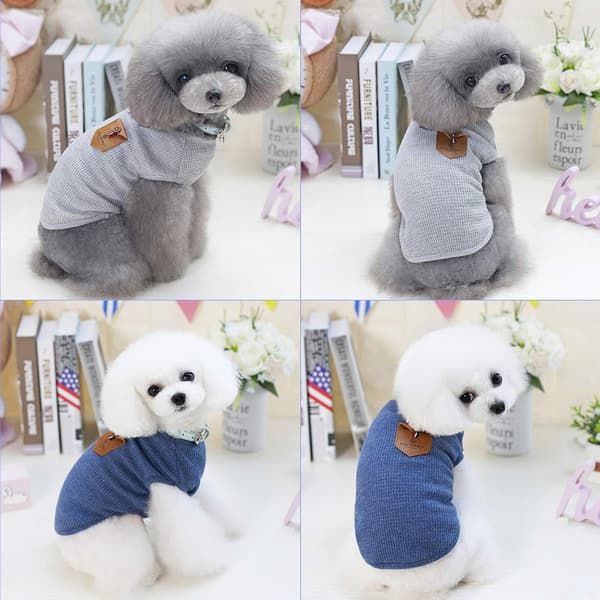 2-pack minimalistiska hund-T-shirts, kattkläder, blå och grå, 1