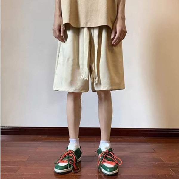 Män Kort Byxor Lösa Vida Ben Andningsbara Bekväma Snörning Män Halv Längd Sport Shorts för Sommar Löpning 2XL, Rekommenderad