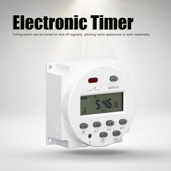 Elektronisk Timer Programmerbar LCD Digital Tidstyring Relébryter 16 På 16 Av Cn101ADC12V