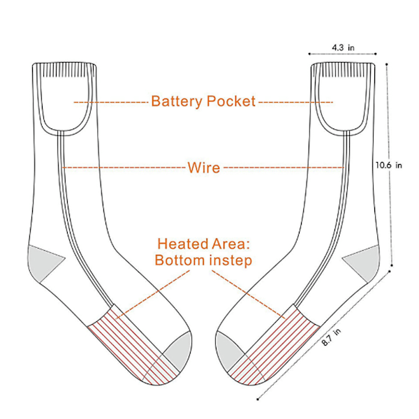 Vaskbare Unisex Elektriske Varmesokker Oppladbart Batteri Termiske Strømper Vinter Fotvarmer Grå Fri Størrelse