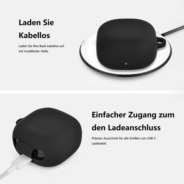 Sött silikonfodral med Pompon-nyckelring för Galaxy Buds Live/Buds Pro (Vinröd)