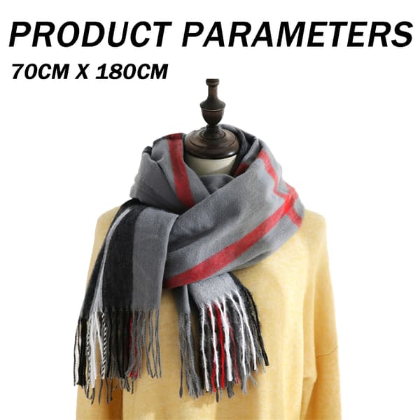 Rutete vinter-skjerf for kvinner, langt og tykt oversized rutete skjerf for høst/vinter, varmt sjal
