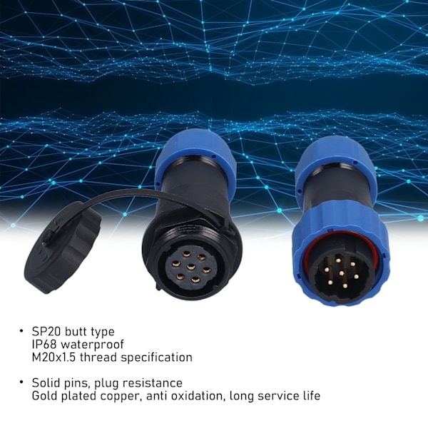 Ilmailupistokkeet IP68 Vedenkestävä Liitin Uros Naaras Pääte 380V SP207 Pinni