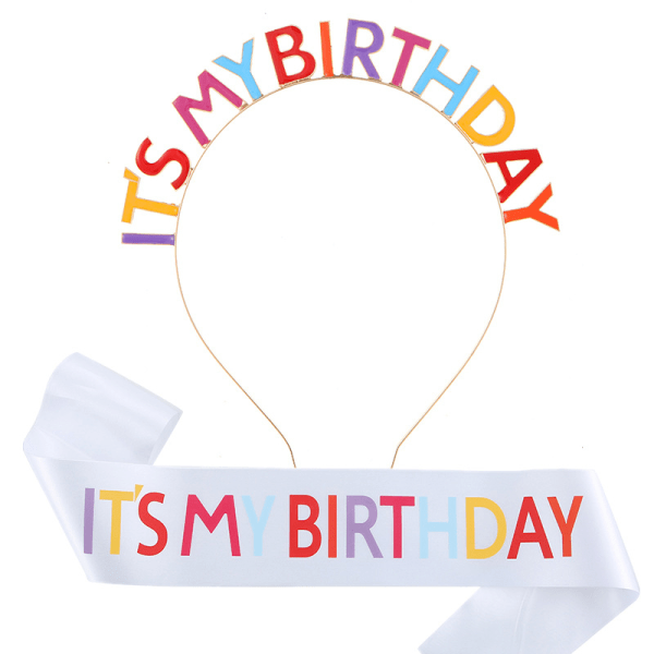 Fødselsdagspandebånd, Fødselsdagskrone, Fødselsdagsdronning Sash & Colorful