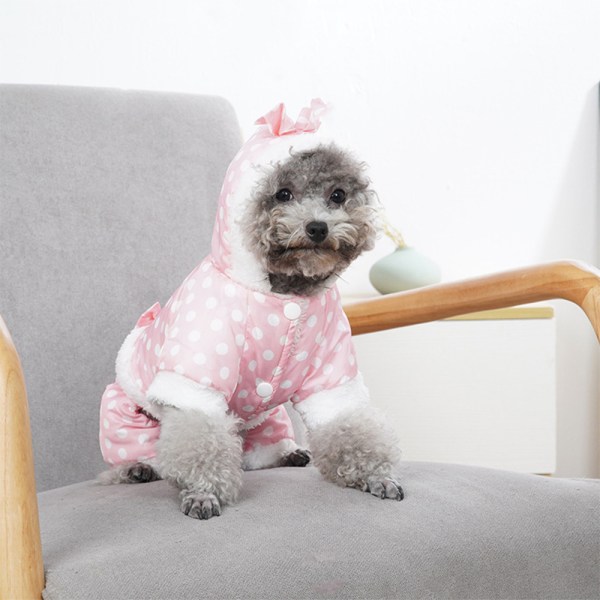 Vinter lille hundetøj Pink prik varmt kæledyrstøj