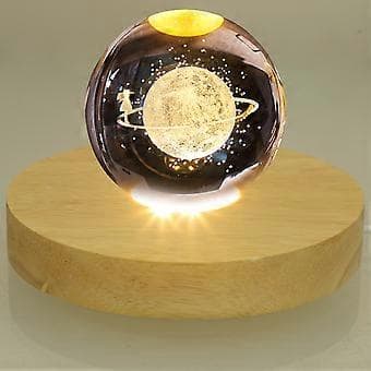 Træ Display Sokkel LED Lys Base Bord Krystal Kugle Lampe Base USB Opladning Lys Base