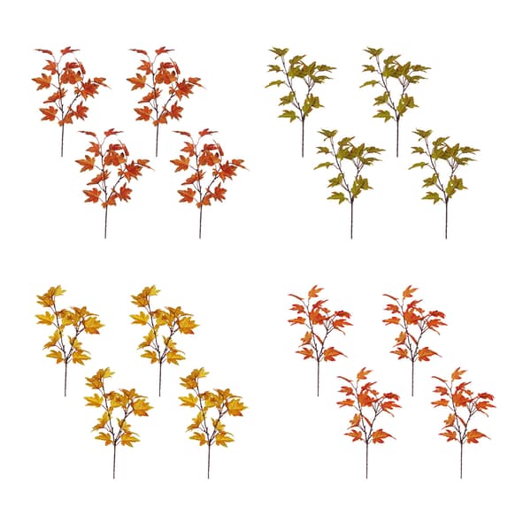 Alsidig dekorativt element til efterårshjem, kunstige efterårsgrene med holdbart og langtidsholdbart silkeblødt løv, falske ahornblade til blomster