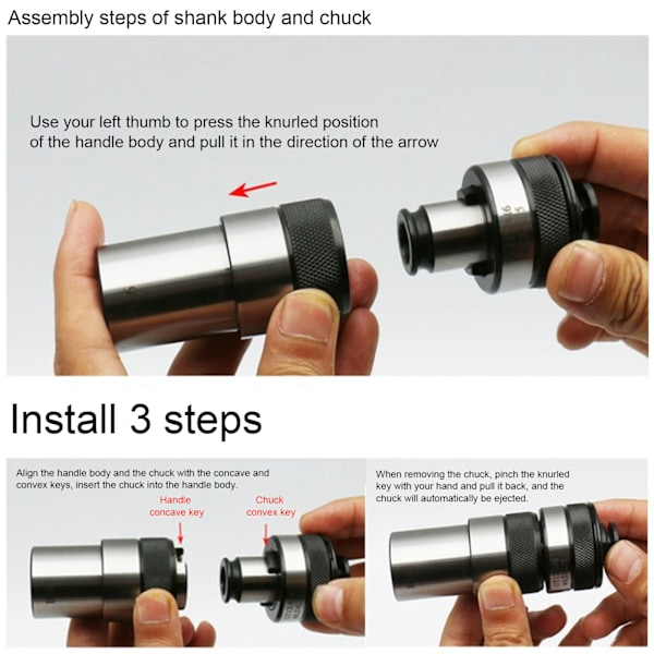 Tapping-klemme Chuck Holder Overbelastningsbeskyttelse Justerbar Torsion QuickChange GT12JISM3