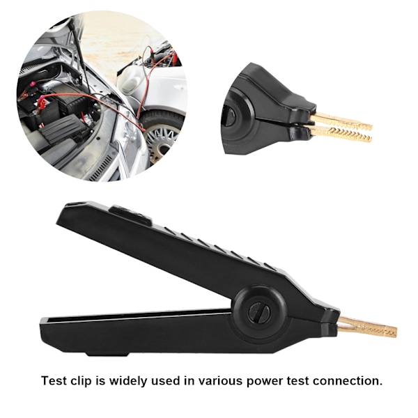 1 stk Kobberisoleret Krokodilleklemme Adapter Bilbatterikabel Testprobe Sort