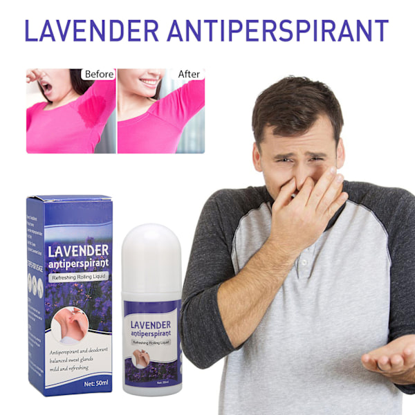 Roll-On Deodorant til Armhuler med Lavendel Duft - Reducer Sved, Forfriskende Antiperspirant 50ml