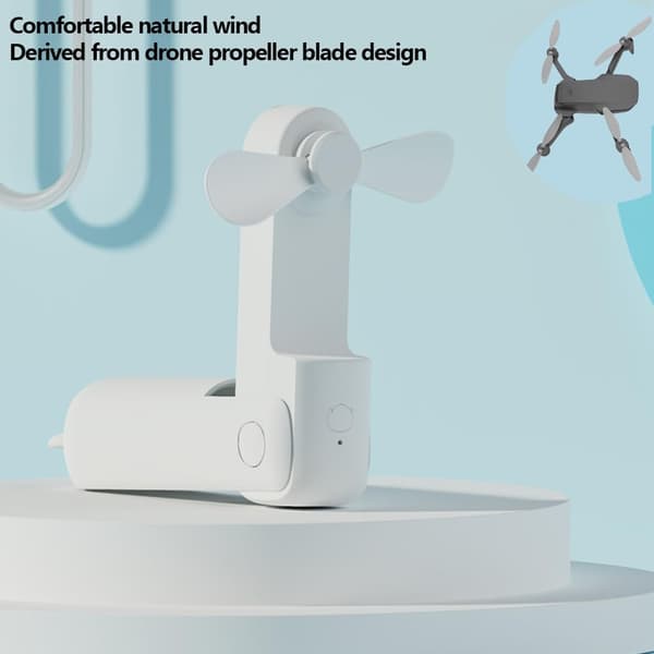 Kompakt Letvægts Bærbar Foldbar Ventilator, Alsidig Mini Ventilator Til Indendørs Og Udendørs Brug, Hvid