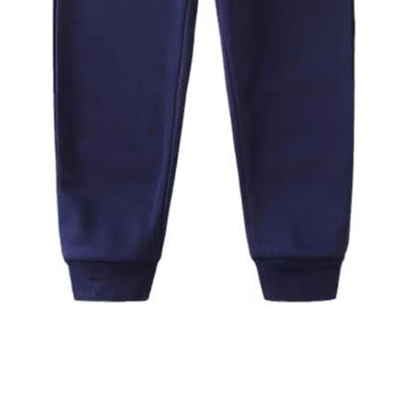 Barn Mjukisbyxor Elastisk Midja Andningsbara Trendiga Avsmalnande Bomulls Joggingbyxor för 120cm till 130cm Pojkar Flickor Blå