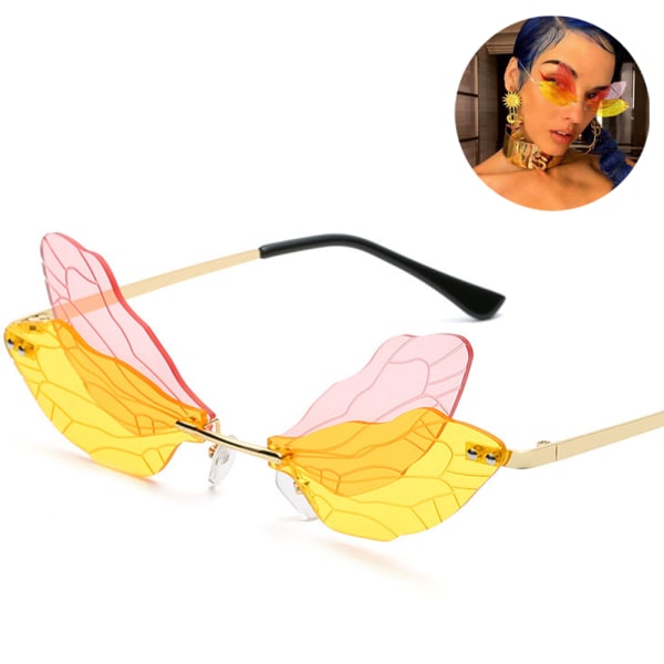 Dragonfly Wing Shape Sunglasses for Women/Men Frameless Irregula