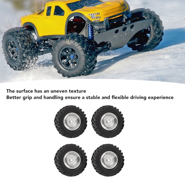 4 st RC Crawler Däck 1,9 tum Gummi Universal RC Däck med Plastfälg för Axial 1/10 Fjärrstyrda Bilar Silver