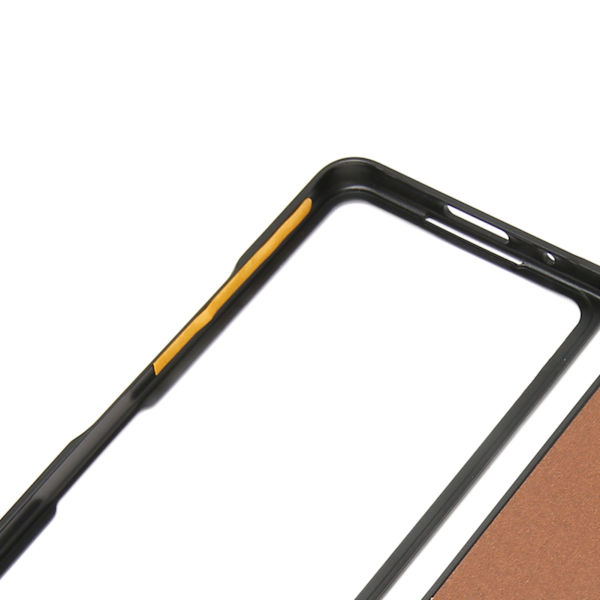 Vikbar Skärm Telefonskal Syntetiskt Läder Skyddande Vikbart Telefonskal för Samsung Galaxy Z Fold 5 Tvåfärgat Nötskinn Blå