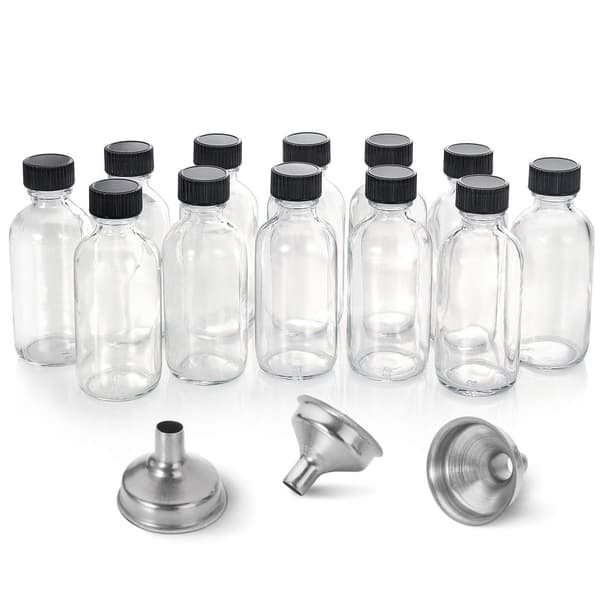 Provflaskor för DIY-juicer och extrakt, klara glasflaskor med lufttäta lock, återanvändbara behållare 60 ml set för eteriska oljor, siraper