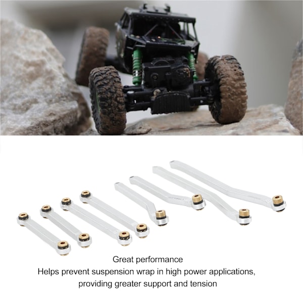 8 st RC Hjulbaslänk Stång Koppar Aluminiumlegering RC Chassi Länkage Dragstång för HOBBYPLUS 1/18 4WD CP18P RC Bilar Silver