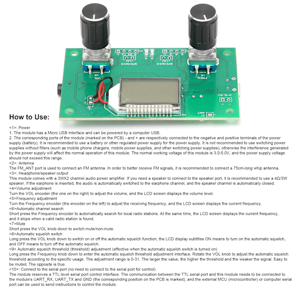 FM-mottakermodul 87‑108MHz Stereo Output Radio DIY Trådløs mottaker LCD-skjerm DSP PLL
