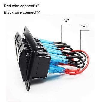12V 4-veis vippebryterpanel for bil, båt, marine, campingvogn, RV, blå