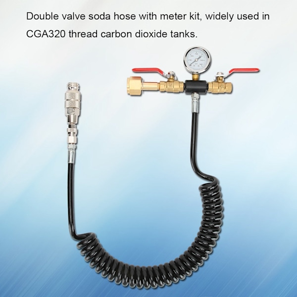 Double Valve Soda Hose with 3000psi Meter Kit Accessories for CGA320 Thread Carbon Dioxide Tanks