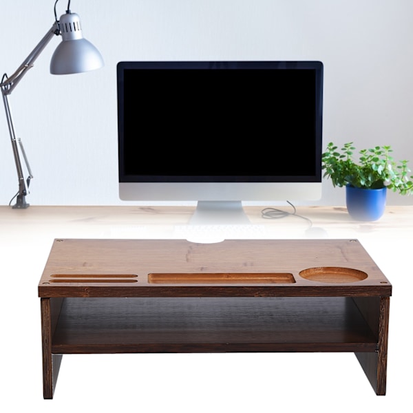 Skærmbøjle Ergonomisk Design Bambus Praktisk Computer Stativ til Laptop PC Valnød Farve