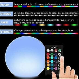 LED sfærisk lampe - genopladelig model - diameter 15 cm