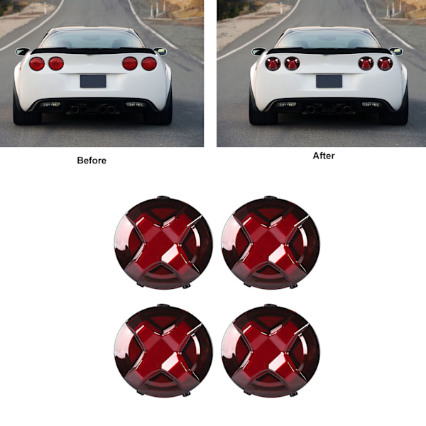 4 kpl Tummanpunaisia LED-takavalot Perävalon Vaihto Chevy Corvette C6 2005-2013