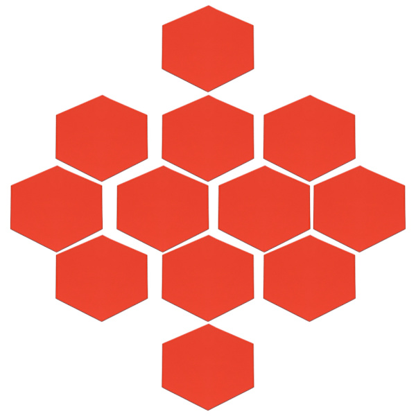 12 stk Moderne 3D Spejl Geometriske Hexagonale Plastik Vægsticker DIY Kunst Hjem Værelse Dekoration (Rød)
