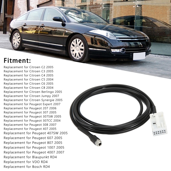 AUX-inngang Lydkabel Adapter ABS Erstatning for Citroen Berlingo 2005 Støtter MP3 Lydformat
