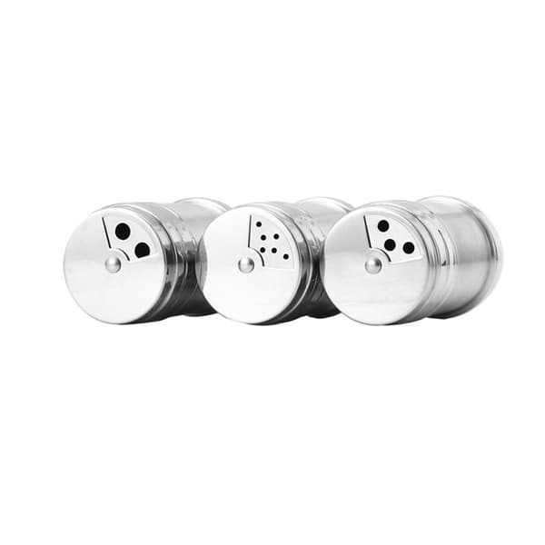 2 stk. salt- og pepperbøsser, shaker i rustfritt stål for saltpulver