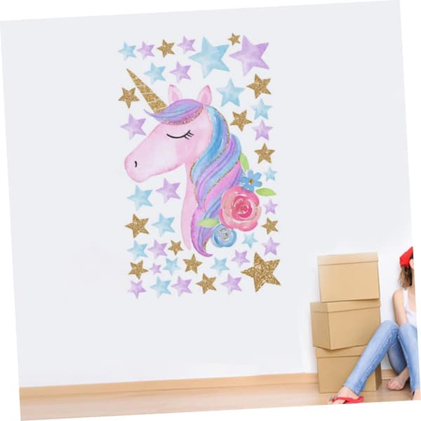 Väggdekor - Enhörningsdesign - 36x60 cm - PVC - Barnrumsinredning