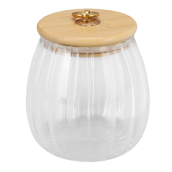 Mångsidiga Förvaringsglasburkar med Bambulock, Lufttät Försegling för Matkonservering, Klar Blommönsterdesign för Enkel Övervakning, Idealisk för Kaffe, Te,