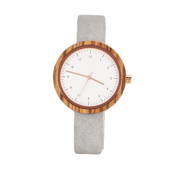 Damklocka Rund Träurtavla Kvarts Casual PU Läder Rem Justerbar Armbandsur Typ B