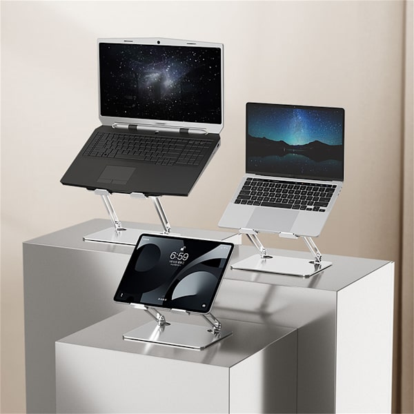 Ergonomisk Justerbart Laptopstativ, Højdejusterbart Laptopstativ med Åbent Design, Foldbart Bærbart Computerstativ til Skrivebord, Skridsikkert