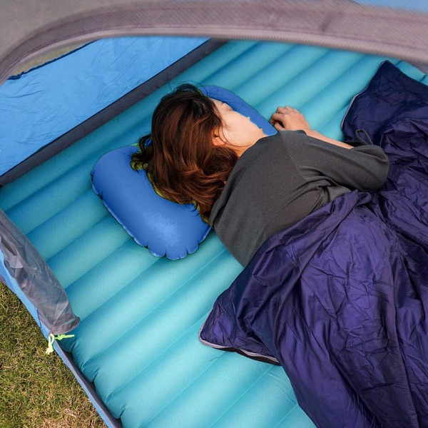 Uppblåsbar campingkudde - komprimerbar, kompakt,