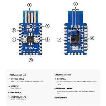 Avansert RP2350 One 150MHz To Arkitekturkort med MicroPython-kompatibilitet Dra og Slipp-koding