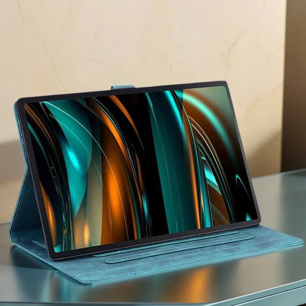 Etui til Samsung Galaxy Tab A9+ - Blå Kat - PU Læder - TPU Bumper Silikone - Kortlommer