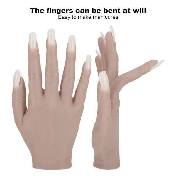 Silikon Nagelträning Hand Flexibel Led Naglar Konst Övningshand Böjbar Mannequin Händer #01