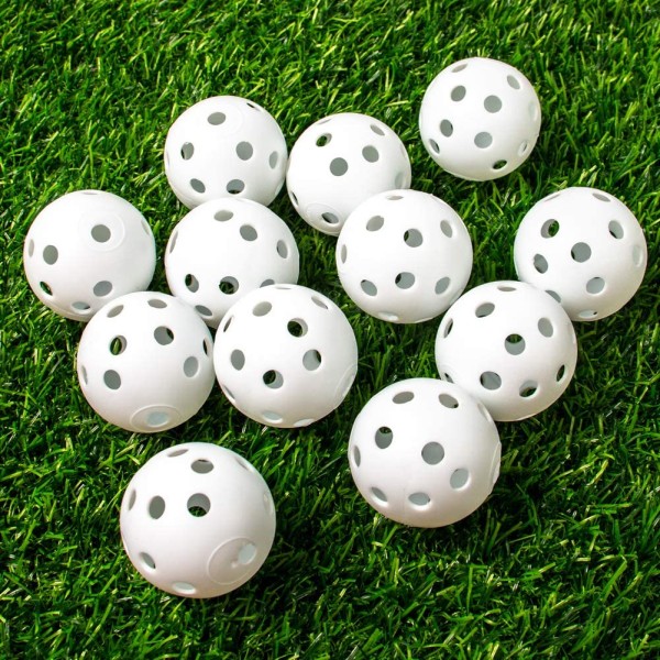Øvingsgolfballer Flygolfballer Hule plastgolftreningsballer Airflow-golfballer for svingøvelser Driving Range Hjemmebruk Innendørs 12 Pack,
