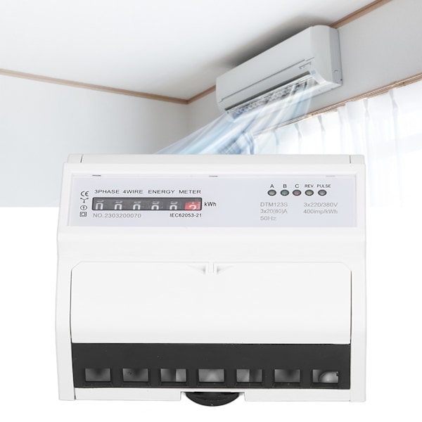 Digital Elmätare 7P 3-fas Energimätare DIN-skena Montering 220V eller 380V 20A till 80A