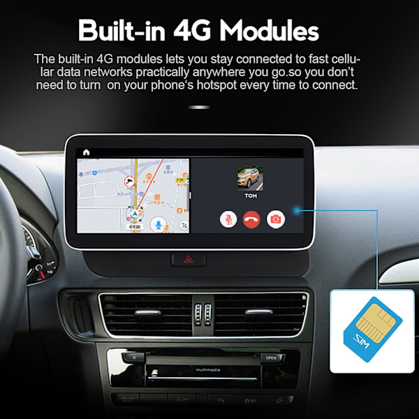 10.25 tommer GPS Navigator HD Touch Screen 4+64GB til Android 10.0 Passer til Q5 SQ5 2009-2019 LHD (Lavere Version)