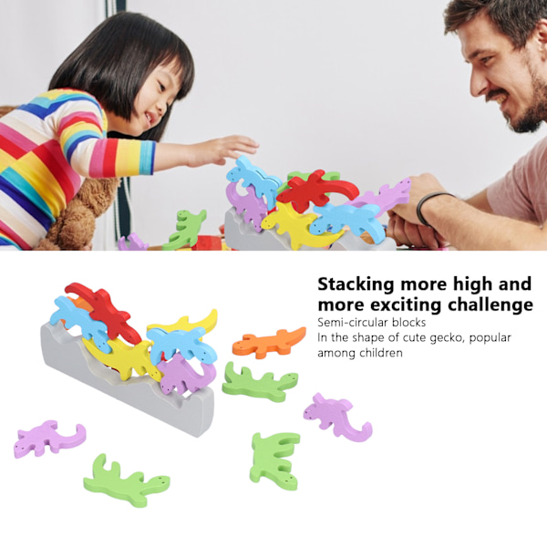 Gecko-byggklossar för barn - Trästaplingsleksak, pussel för barn, intelligensutveckling, pedagogisk leksak