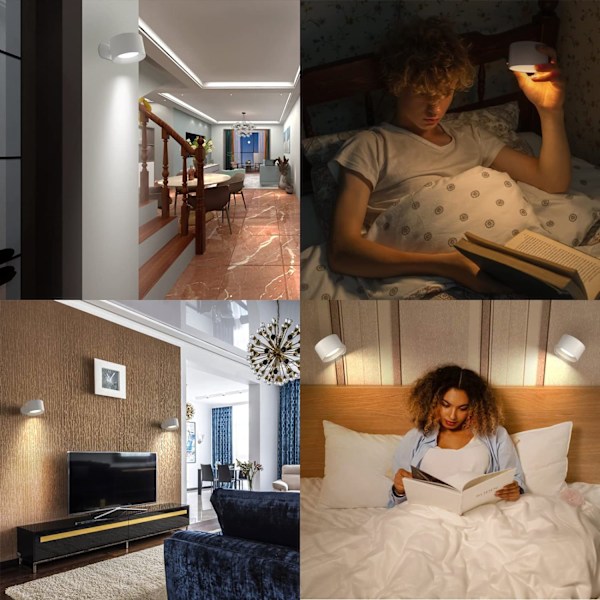 Anpassningsbara LED-vägglampor, uppladdningsbara batteridrivna för mångsidighet, magnetisk bas möjliggör 360° rotation, inbyggt batteri säkerställer tillförlitlighet