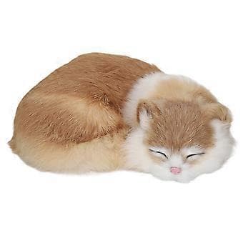 Plysset Sovende Kat Figur Realistisk Simulation Fluffy Dekorativ Plys Sovende Kat Model til Hjemmekontor