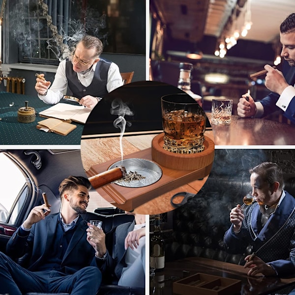 Roterande Cigarrtillbehör: Elegant trädekor med multifunktionell design, brett användningsområde för uteplats, resor eller