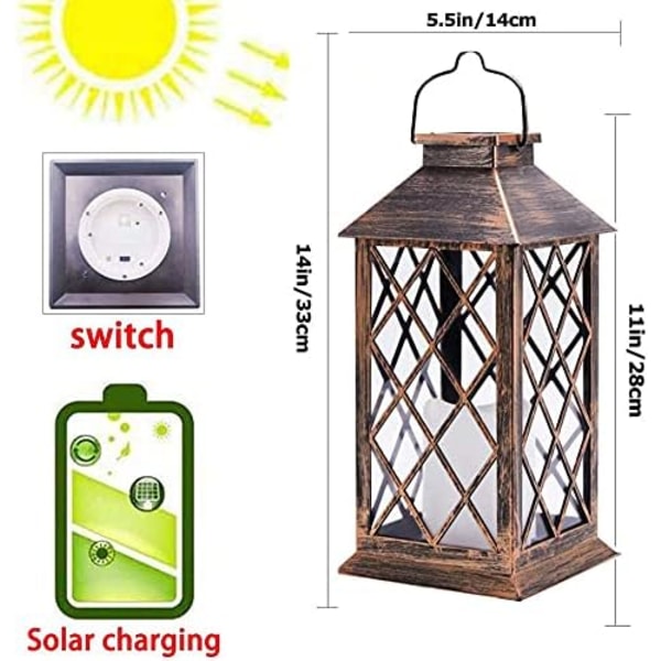 Solarlampa, Vattentät LED Fladdrande Flamlös Ljuslykta För Utomhusträdgård, Högeffektiv Solpanel Säkerställer Långvarig Ljusstyrka